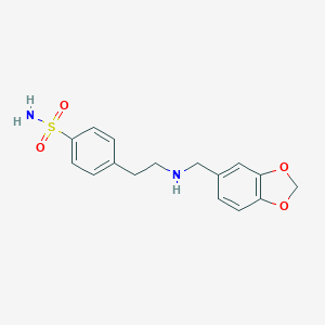 molecular formula C16H18N2O4S B496316 4-{2-[(1,3-Benzodioxol-5-ylmethyl)amino]ethyl}benzenesulfonamide 