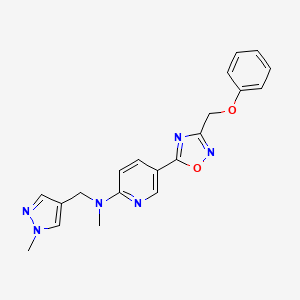 molecular formula C20H20N6O2 B4963165 N-methyl-N-[(1-methyl-1H-pyrazol-4-yl)methyl]-5-[3-(phenoxymethyl)-1,2,4-oxadiazol-5-yl]-2-pyridinamine 