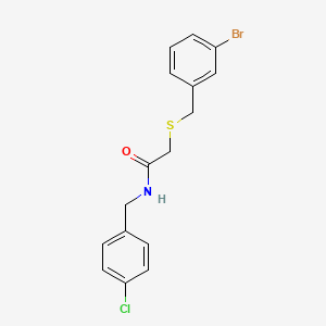 molecular formula C16H15BrClNOS B4963171 2-[(3-bromobenzyl)thio]-N-(4-chlorobenzyl)acetamide 