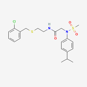molecular formula C21H27ClN2O3S2 B4963197 N~1~-{2-[(2-chlorobenzyl)thio]ethyl}-N~2~-(4-isopropylphenyl)-N~2~-(methylsulfonyl)glycinamide 