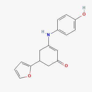 molecular formula C16H15NO3 B4963219 5-(2-furyl)-3-[(4-hydroxyphenyl)amino]-2-cyclohexen-1-one 