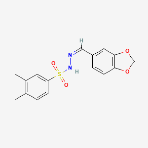 molecular formula C16H16N2O4S B4963223 N'-(1,3-benzodioxol-5-ylmethylene)-3,4-dimethylbenzenesulfonohydrazide 