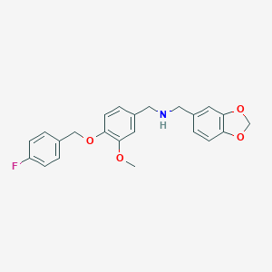 molecular formula C23H22FNO4 B496326 N-(1,3-benzodioxol-5-ylmethyl)-N-{4-[(4-fluorobenzyl)oxy]-3-methoxybenzyl}amine 