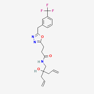 molecular formula C21H24F3N3O3 B4963283 N-(2-allyl-2-hydroxy-4-penten-1-yl)-3-{5-[3-(trifluoromethyl)benzyl]-1,3,4-oxadiazol-2-yl}propanamide 