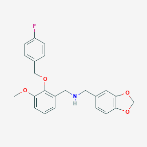 molecular formula C23H22FNO4 B496332 N-(1,3-benzodioxol-5-ylmethyl)-N-{2-[(4-fluorobenzyl)oxy]-3-methoxybenzyl}amine 