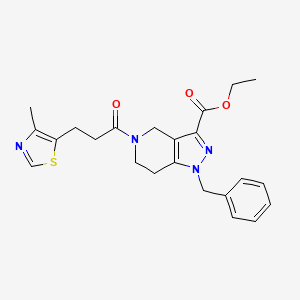 ethyl 1-benzyl-5-[3-(4-methyl-1,3-thiazol-5-yl)propanoyl]-4,5,6,7-tetrahydro-1H-pyrazolo[4,3-c]pyridine-3-carboxylate