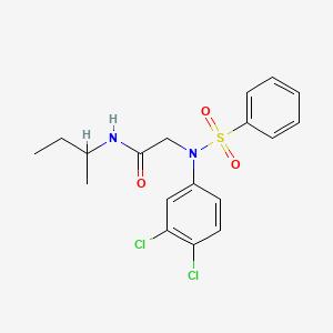 molecular formula C18H20Cl2N2O3S B4963338 N~1~-(sec-butyl)-N~2~-(3,4-dichlorophenyl)-N~2~-(phenylsulfonyl)glycinamide 