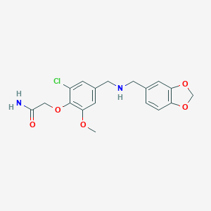 molecular formula C18H19ClN2O5 B496336 2-(4-{[(1,3-Benzodioxol-5-ylmethyl)amino]methyl}-2-chloro-6-methoxyphenoxy)acetamide 