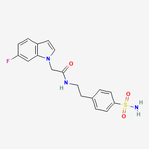 molecular formula C18H18FN3O3S B4963372 N-{2-[4-(aminosulfonyl)phenyl]ethyl}-2-(6-fluoro-1H-indol-1-yl)acetamide 