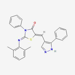 2-[(2,6-dimethylphenyl)imino]-3-phenyl-5-[(3-phenyl-1H-pyrazol-4-yl)methylene]-1,3-thiazolidin-4-one