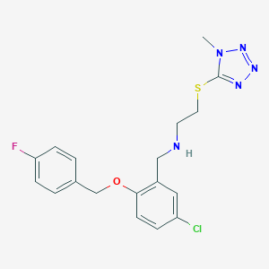 molecular formula C18H19ClFN5OS B496343 N-{5-chloro-2-[(4-fluorobenzyl)oxy]benzyl}-2-[(1-methyl-1H-tetrazol-5-yl)sulfanyl]ethanamine 