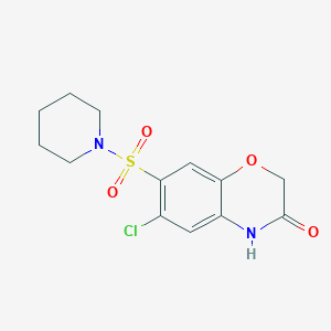 molecular formula C13H15ClN2O4S B4963447 6-chloro-7-(1-piperidinylsulfonyl)-2H-1,4-benzoxazin-3(4H)-one 