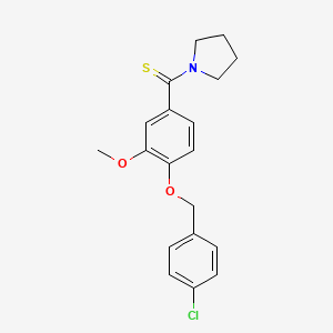 molecular formula C19H20ClNO2S B4963468 1-({4-[(4-chlorobenzyl)oxy]-3-methoxyphenyl}carbonothioyl)pyrrolidine 