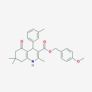molecular formula C28H31NO4 B4963490 4-methoxybenzyl 2,7,7-trimethyl-4-(3-methylphenyl)-5-oxo-1,4,5,6,7,8-hexahydro-3-quinolinecarboxylate 