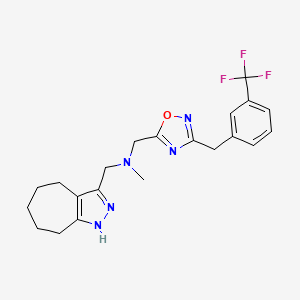 molecular formula C21H24F3N5O B4963497 (1,4,5,6,7,8-hexahydrocyclohepta[c]pyrazol-3-ylmethyl)methyl({3-[3-(trifluoromethyl)benzyl]-1,2,4-oxadiazol-5-yl}methyl)amine 