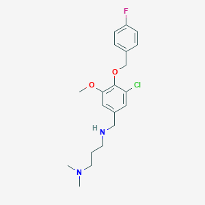 molecular formula C20H26ClFN2O2 B496352 N-{3-chloro-4-[(4-fluorobenzyl)oxy]-5-methoxybenzyl}-N-[3-(dimethylamino)propyl]amine 