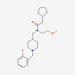 molecular formula C23H35FN2O2 B4963534 2-cyclopentyl-N-{[1-(2-fluorobenzyl)-4-piperidinyl]methyl}-N-(2-methoxyethyl)acetamide 