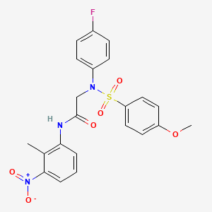 molecular formula C22H20FN3O6S B4963592 N~2~-(4-fluorophenyl)-N~2~-[(4-methoxyphenyl)sulfonyl]-N~1~-(2-methyl-3-nitrophenyl)glycinamide 
