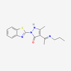 molecular formula C16H18N4OS B4963637 2-(1,3-benzothiazol-2-yl)-5-methyl-4-[1-(propylamino)ethylidene]-2,4-dihydro-3H-pyrazol-3-one 