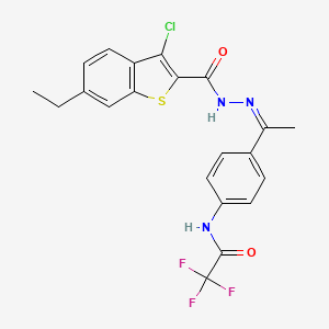 molecular formula C21H17ClF3N3O2S B4963653 N-(4-{N-[(3-chloro-6-ethyl-1-benzothien-2-yl)carbonyl]ethanehydrazonoyl}phenyl)-2,2,2-trifluoroacetamide 