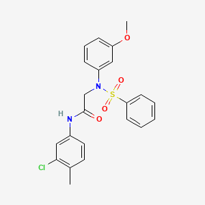 molecular formula C22H21ClN2O4S B4963677 N~1~-(3-chloro-4-methylphenyl)-N~2~-(3-methoxyphenyl)-N~2~-(phenylsulfonyl)glycinamide 