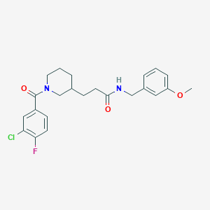 molecular formula C23H26ClFN2O3 B4963723 3-[1-(3-chloro-4-fluorobenzoyl)-3-piperidinyl]-N-(3-methoxybenzyl)propanamide 