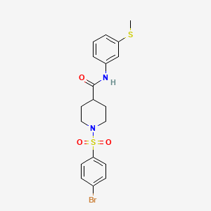 molecular formula C19H21BrN2O3S2 B4963780 1-[(4-bromophenyl)sulfonyl]-N-[3-(methylthio)phenyl]-4-piperidinecarboxamide 