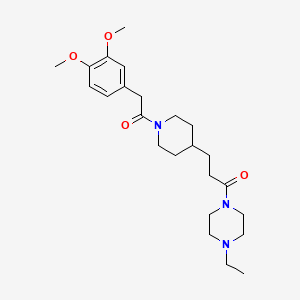 molecular formula C24H37N3O4 B4963834 1-(3-{1-[(3,4-dimethoxyphenyl)acetyl]-4-piperidinyl}propanoyl)-4-ethylpiperazine 