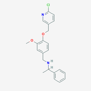 molecular formula C22H23ClN2O2 B496384 N-{4-[(6-chloropyridin-3-yl)methoxy]-3-methoxybenzyl}-1-phenylethanamine 
