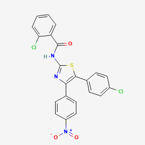 molecular formula C22H13Cl2N3O3S B4963847 2-chloro-N-[5-(4-chlorophenyl)-4-(4-nitrophenyl)-1,3-thiazol-2-yl]benzamide 