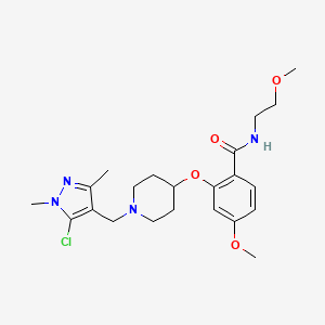 molecular formula C22H31ClN4O4 B4963852 2-({1-[(5-chloro-1,3-dimethyl-1H-pyrazol-4-yl)methyl]-4-piperidinyl}oxy)-4-methoxy-N-(2-methoxyethyl)benzamide 