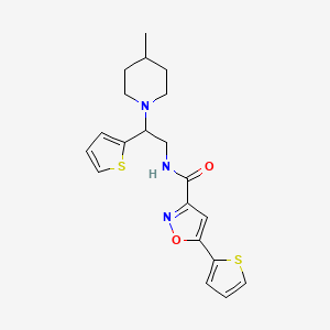 molecular formula C20H23N3O2S2 B4963861 N-[2-(4-methyl-1-piperidinyl)-2-(2-thienyl)ethyl]-5-(2-thienyl)-3-isoxazolecarboxamide 