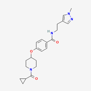 molecular formula C22H28N4O3 B4963935 4-{[1-(cyclopropylcarbonyl)-4-piperidinyl]oxy}-N-[2-(1-methyl-1H-pyrazol-4-yl)ethyl]benzamide 