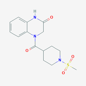 molecular formula C15H19N3O4S B4963979 4-{[1-(methylsulfonyl)-4-piperidinyl]carbonyl}-3,4-dihydro-2(1H)-quinoxalinone 