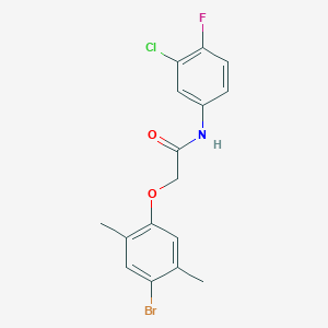 molecular formula C16H14BrClFNO2 B4964021 2-(4-bromo-2,5-dimethylphenoxy)-N-(3-chloro-4-fluorophenyl)acetamide 