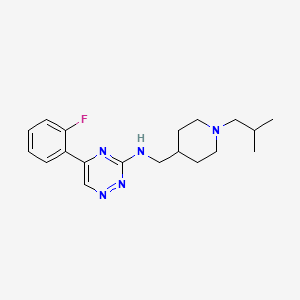 molecular formula C19H26FN5 B4964082 5-(2-fluorophenyl)-N-[(1-isobutyl-4-piperidinyl)methyl]-1,2,4-triazin-3-amine 