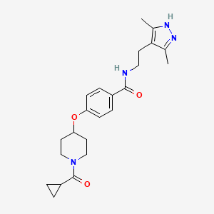 molecular formula C23H30N4O3 B4964166 4-{[1-(cyclopropylcarbonyl)-4-piperidinyl]oxy}-N-[2-(3,5-dimethyl-1H-pyrazol-4-yl)ethyl]benzamide 