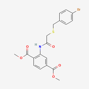 molecular formula C19H18BrNO5S B4964178 dimethyl 2-({[(4-bromobenzyl)thio]acetyl}amino)terephthalate 