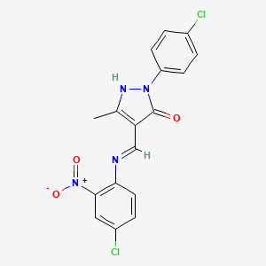 molecular formula C17H12Cl2N4O3 B4964193 4-{[(4-chloro-2-nitrophenyl)amino]methylene}-2-(4-chlorophenyl)-5-methyl-2,4-dihydro-3H-pyrazol-3-one CAS No. 5628-93-3