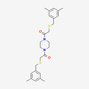 molecular formula C26H34N2O2S2 B4964217 1,4-bis{[(3,5-dimethylbenzyl)thio]acetyl}piperazine 