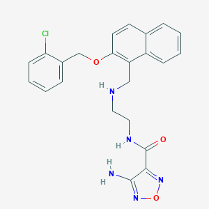 molecular formula C23H22ClN5O3 B496422 4-amino-N-{2-[({2-[(2-chlorobenzyl)oxy]-1-naphthyl}methyl)amino]ethyl}-1,2,5-oxadiazole-3-carboxamide 