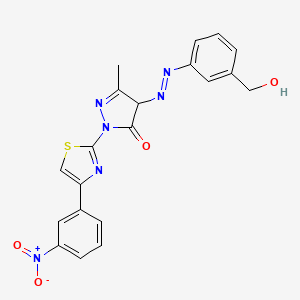 molecular formula C20H16N6O4S B4964234 4-{[3-(hydroxymethyl)phenyl]diazenyl}-5-methyl-2-[4-(3-nitrophenyl)-1,3-thiazol-2-yl]-2,4-dihydro-3H-pyrazol-3-one 