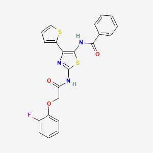molecular formula C22H16FN3O3S2 B4964270 N-[2-{[(2-fluorophenoxy)acetyl]amino}-4-(2-thienyl)-1,3-thiazol-5-yl]benzamide 