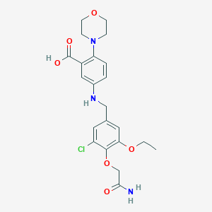 molecular formula C22H26ClN3O6 B496429 5-{[4-(2-Amino-2-oxoethoxy)-3-chloro-5-ethoxybenzyl]amino}-2-(4-morpholinyl)benzoic acid 
