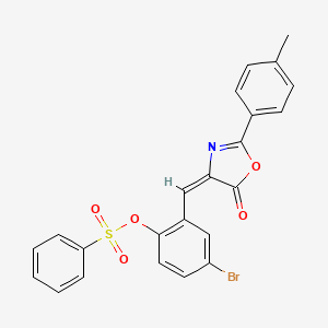 molecular formula C23H16BrNO5S B4964341 4-bromo-2-{[2-(4-methylphenyl)-5-oxo-1,3-oxazol-4(5H)-ylidene]methyl}phenyl benzenesulfonate 