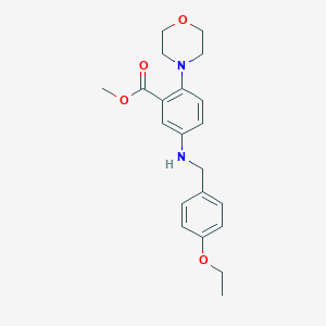 molecular formula C21H26N2O4 B496438 Methyl 5-[(4-ethoxybenzyl)amino]-2-(4-morpholinyl)benzoate 