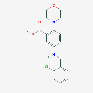 molecular formula C19H21ClN2O3 B496441 Methyl 5-[(2-chlorobenzyl)amino]-2-(4-morpholinyl)benzoate 
