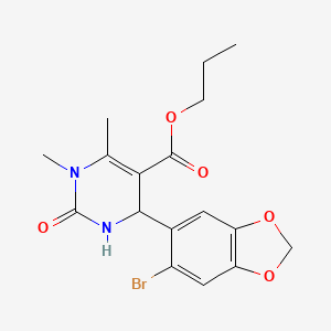 propyl 4-(6-bromo-1,3-benzodioxol-5-yl)-1,6-dimethyl-2-oxo-1,2,3,4-tetrahydro-5-pyrimidinecarboxylate