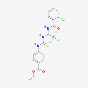 molecular formula C19H17Cl4N3O3S B4964454 ethyl 4-{[({2,2,2-trichloro-1-[(2-chlorobenzoyl)amino]ethyl}amino)carbonothioyl]amino}benzoate 