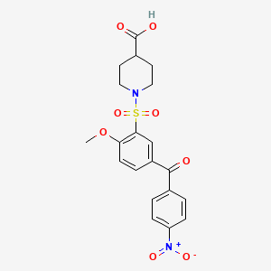 molecular formula C20H20N2O8S B4964522 1-{[2-methoxy-5-(4-nitrobenzoyl)phenyl]sulfonyl}-4-piperidinecarboxylic acid 